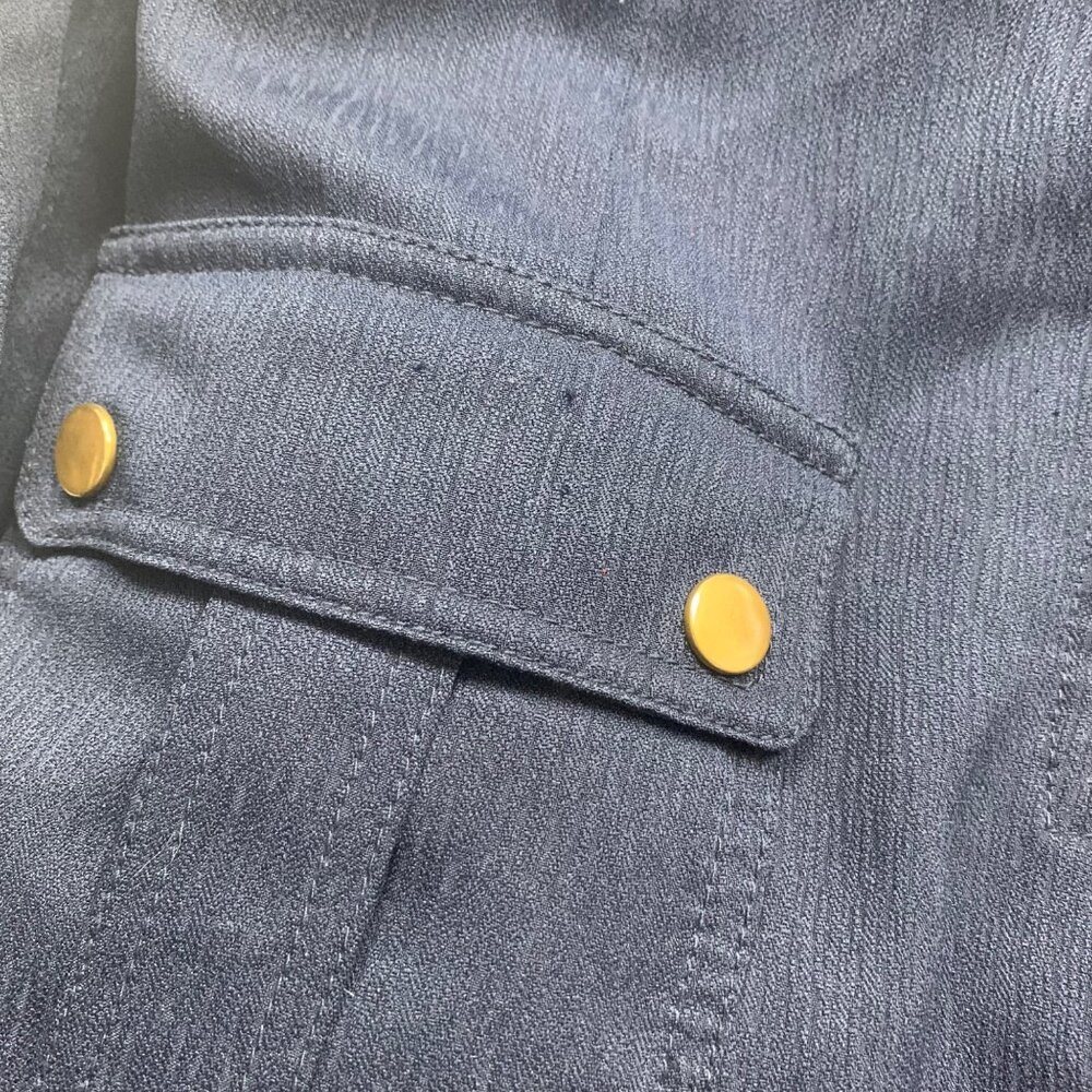 Sharagano Womens Navy Blue Belted Shirt Dress Roll-Up Sleeves Size 4 - Picture 5 of 8